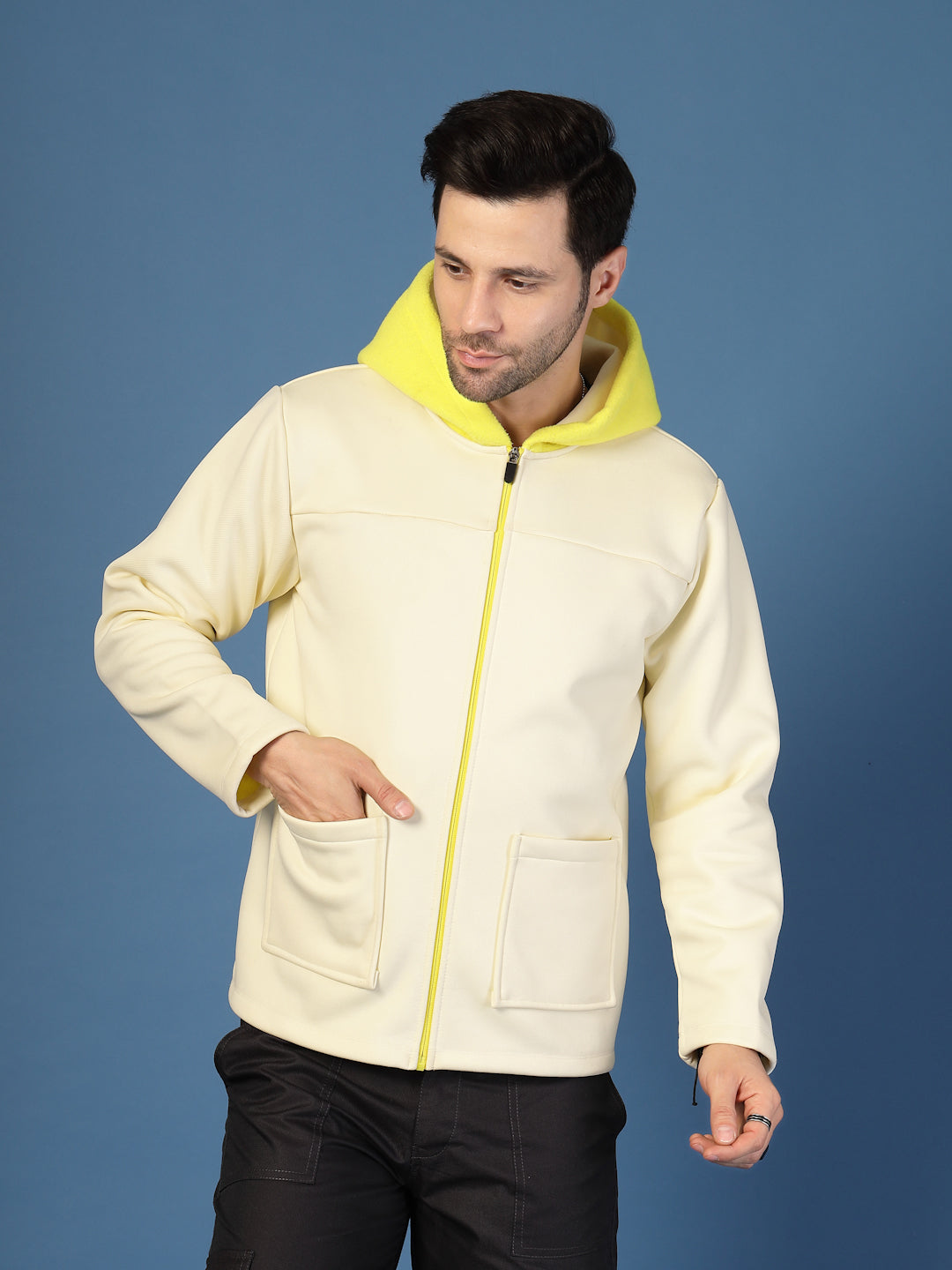Polar Fleece Zipper Hooded Jacket - Main Image