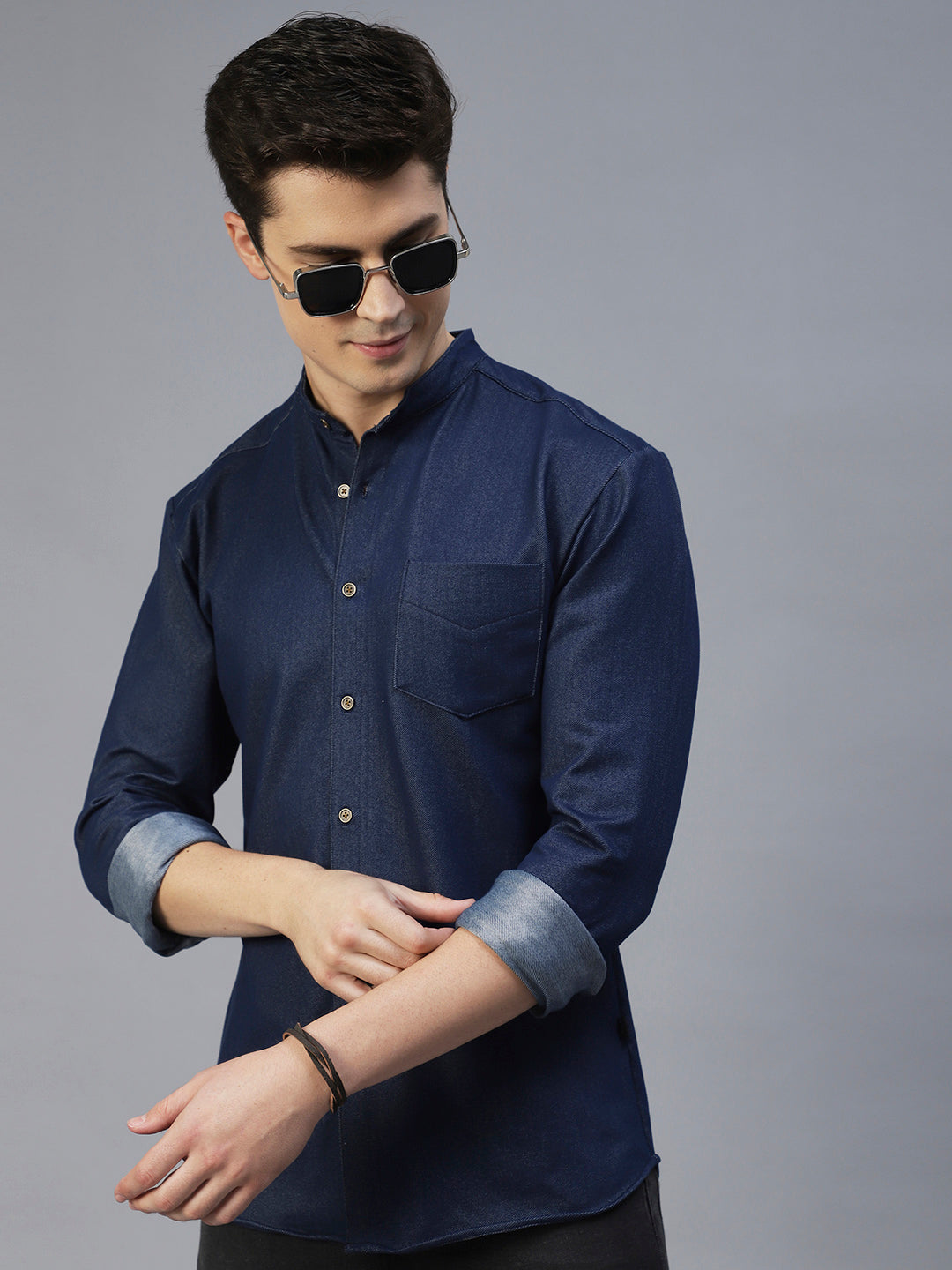 Men's Oliver Long Sleeve Mandarin Collar Shirt | The Closet Lover