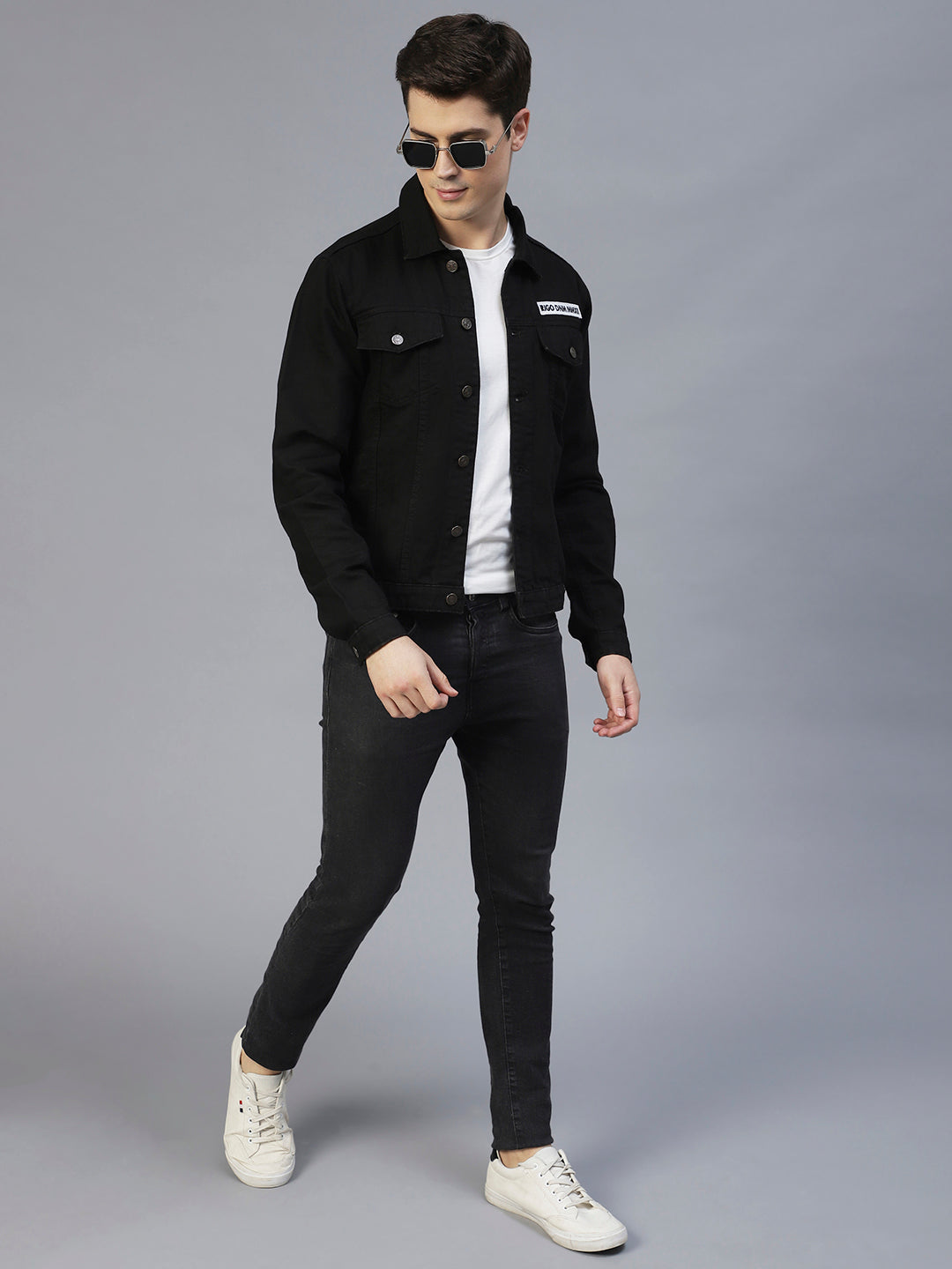 Buy Nuon Black Printed Relaxed Fit Denim Jacket from Westside