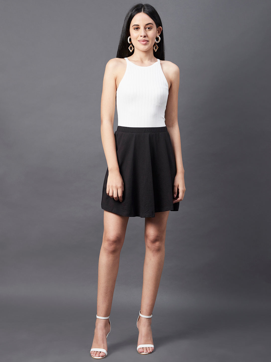 Black skater skirt with hotsell white top